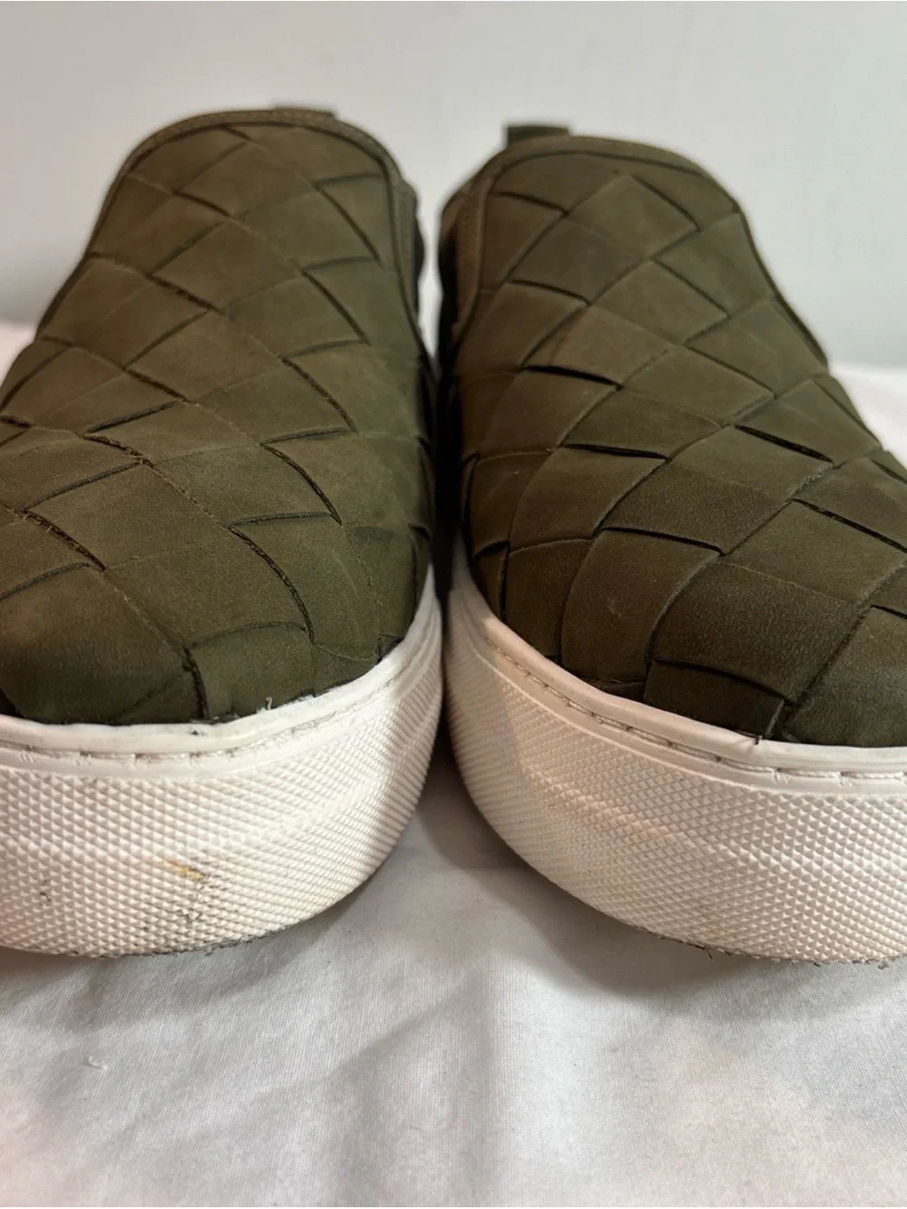 Steve Madden Women’s Slip-On Woven Casual Sneakers in Olive Green 9/2